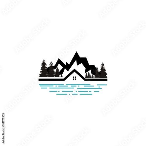 mountain and water logo template
