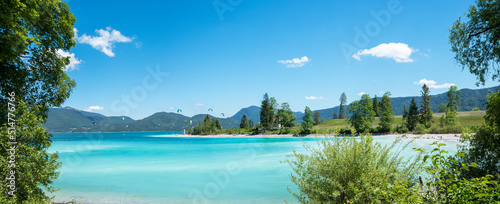 caribic feeling at lake Walchensee bavaria, surfer hotspot peninsula Zwergern photo