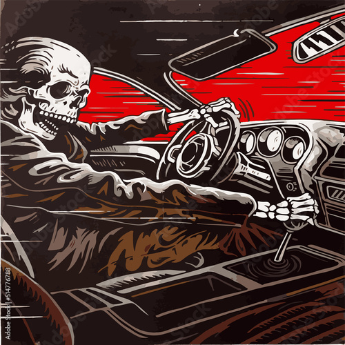 t-shirt graphic design with skeleton. t-shirt print and poster. Skeleton with grunge texture in vintage and hipster. Resize it in anysize you want