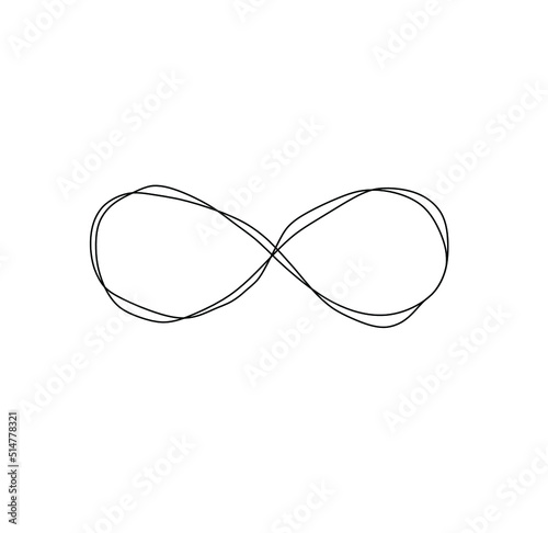 Vector isolated infinity sign doodle lines black and white symbol
