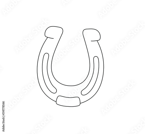 Vector isolated simple horseshoe colorless black and white contour line drawing