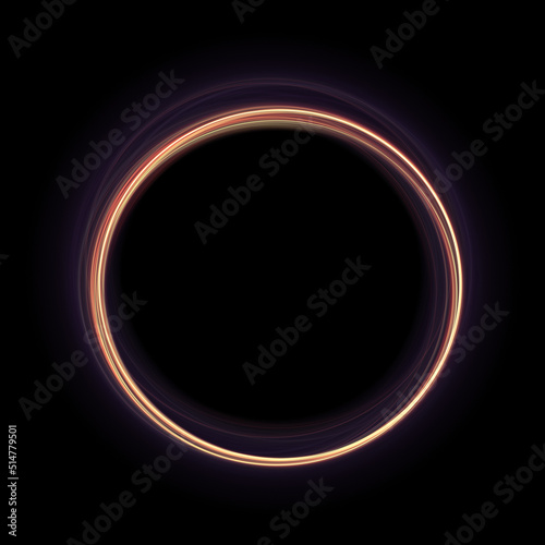 Black gold circle ring line frame background. Use photoshop layer mode lighten, screen, linear dodge (add) to remove the background