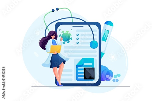 The therapist keeps electronic records and analyzes them. Concept for web design