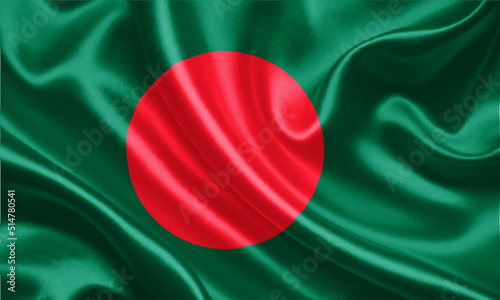 3d illustration Bangladesh flag on satin texture with waving flag