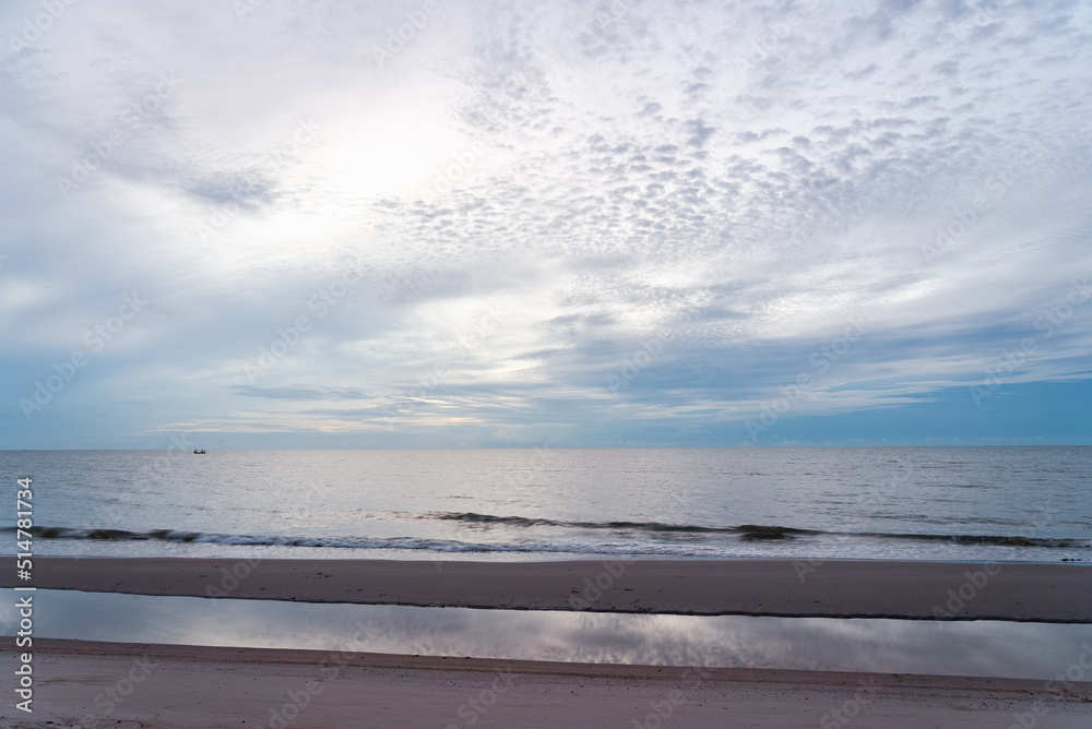 Landscape of Ocean with Reflection of Sky in Morning