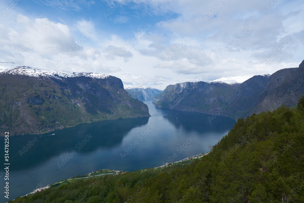 Aurlandsfjord view from Stegastein Overlook, The West Norwegian Fjords, Norway