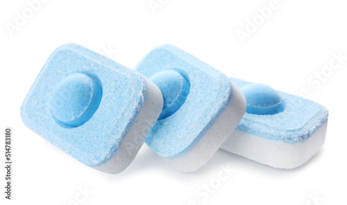 Many water softener tablets isolated on white