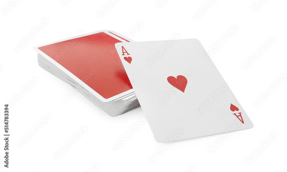 Obraz premium Deck of playing cards on white background