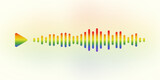 Audio voice colorful message wave with play button in messeger. The concept of people communicating through mobile app. Vector illustration for a website or application.
