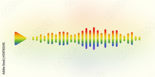 Audio voice colorful message wave with play button in messeger. The concept of people communicating through mobile app. Vector illustration for a website or application.