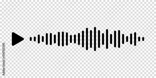 Audio voice message wave with play button on transparent background in messeger. Vector illustration for a website or application. The concept of people communicating through mobile app.