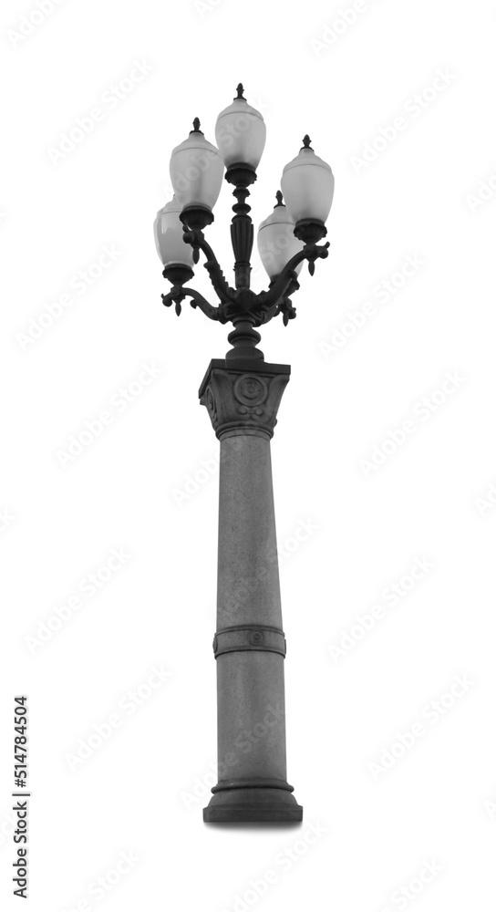 Beautiful street lamp in retro style on white background