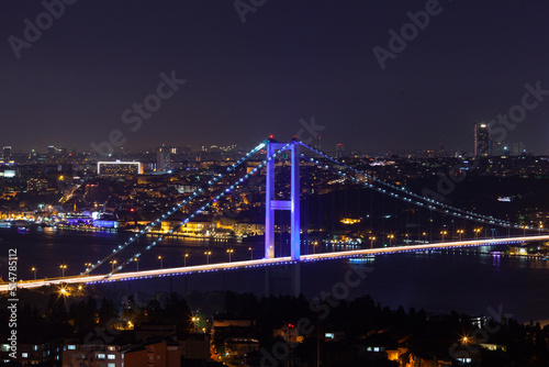 15 July Martyrs Bridge in the Night Lights, Uskudar Istanbul Turkey © raul77