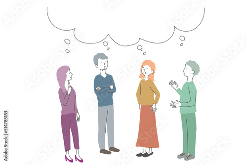 考える男性と女性　イラスト