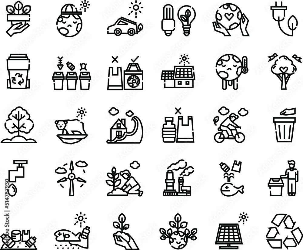 linear pack of eco line icons. linear vector icons set such as eco, eco, vector illustration. linear pack of eco line icons. linear vector icons set such as eco, eco, vector illustration.