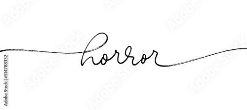 Horror vector line lettering. Holiday calligraphy for Happy Halloween  banner. Hand drawn modern calligraphy. Black mono line lettering with swashes. Grunge horror typography isolated on white