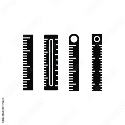 Simple various rectangle ruler black color illustration vector isolated.Ruler icon.