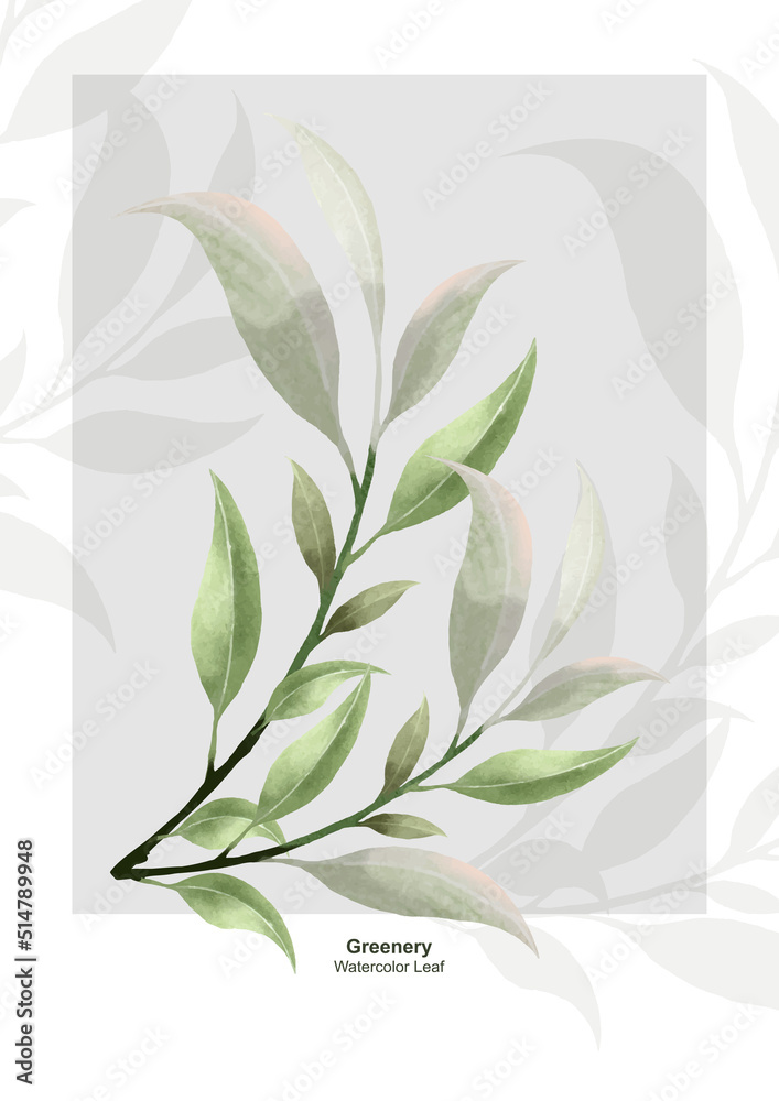 Green leaves watercolor vector design