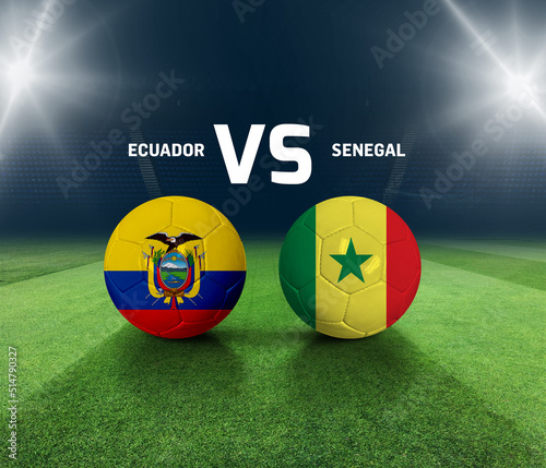 Soccer matchday template. Ecuador vs Senegal Match day template. 3d rendering