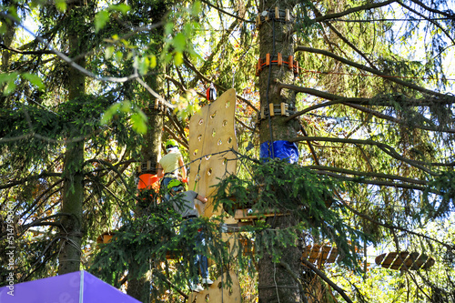 Children in the rope town. Healthy lifestyle. Kyiv. Ukraine