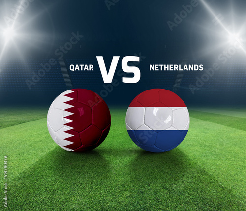 Soccer matchday template. Qatar vs Netherlands Match day template. 3d rendering