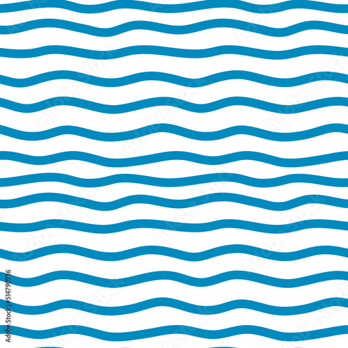 Nawy blue backdrop. Doodle stripes seamless pattern. Abstract wavy line endless wallpaper.