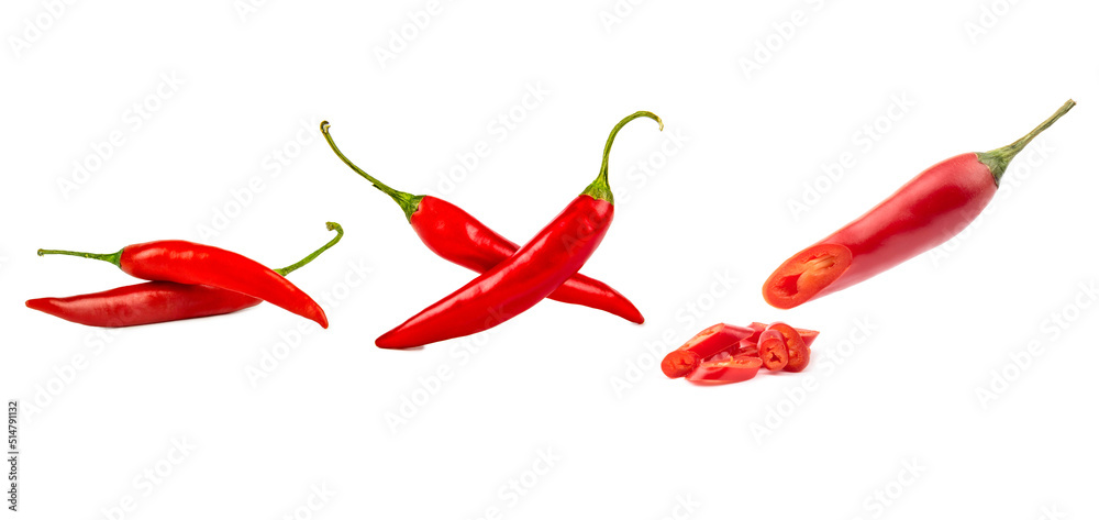 Chili pepper isolate, set Chili pepper isolate, set