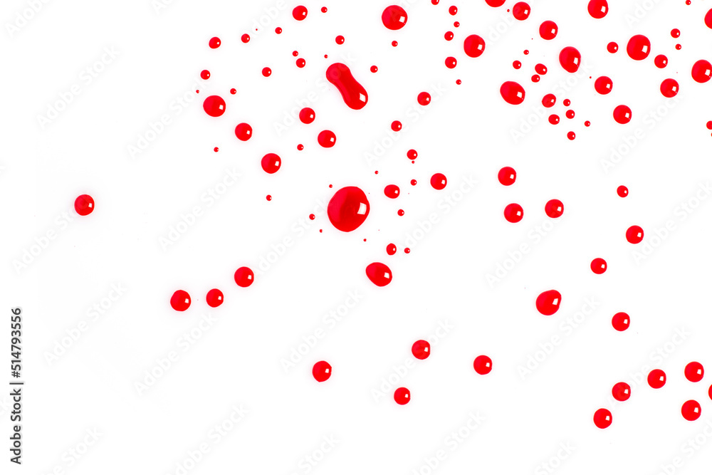 Blood splashed isolated on white background close up Blood splashed isolated on white background close up