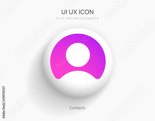 Human symbol. Man and women sign. 3D people, person, user profile icon. People flat vector icon. Contacts icon for UI UX, mobile app, presentation with shadow and white background.