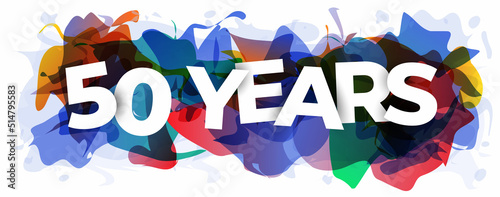 The word ''50 Years'' on an abstract background. Creative banner or header for the website. Vector illustration.