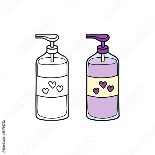Doodle outline and colored shower gel.