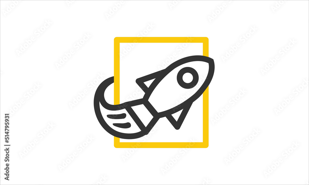 Launching rocket line vector logo Launching rocket line vector logo