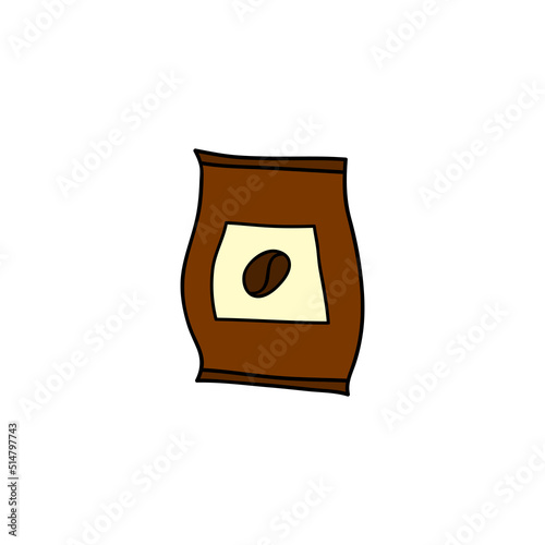 Doodle colored instant coffee in pack.