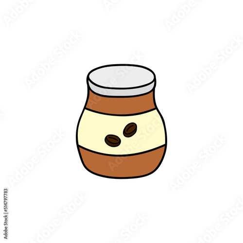 Doodle instant coffee in jar.