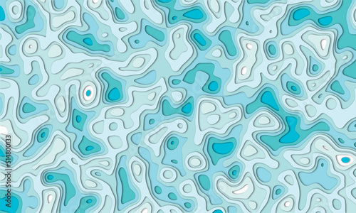 Abstract Paper Cut with blue gardient background.