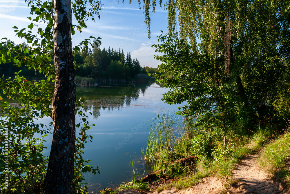 Piękny, słoneczny, letni dzień nad stawem, Podlasie, Polska Piękny, słoneczny, letni dzień nad stawem, Podlasie, Polska