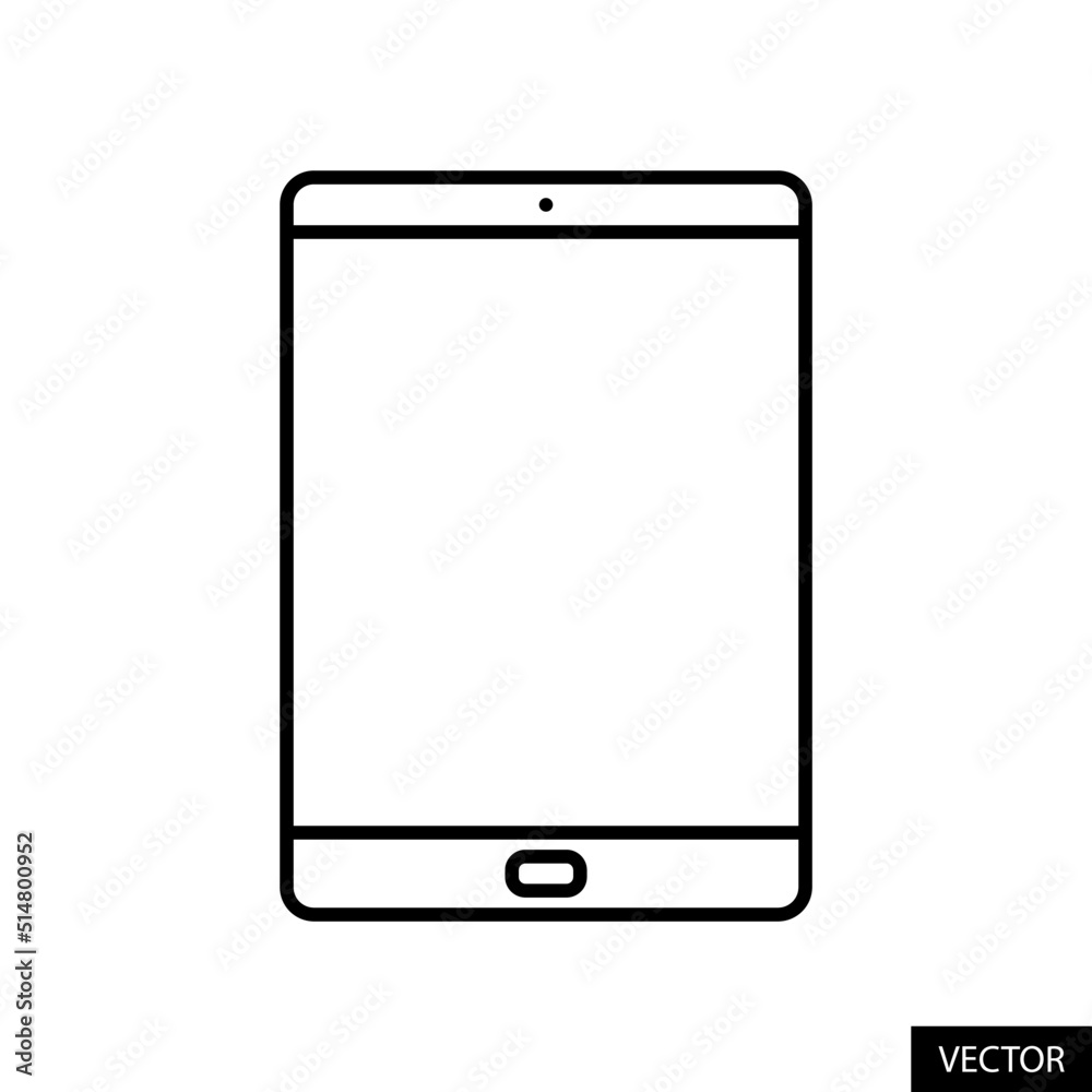 Tablet or Tab vector icon in line style design for website, app, UI, isolated on white background. Editable stroke. Vector illustration. Tablet or Tab vector icon in line style design for website, app, UI, isolated on white background. Editable stroke. Vector illustration.