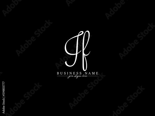 Handwriting JF Logo Design, Signature Jf fj Letter Logo Icon Design With Creative Signature Letter For Your Fashion Brand photo