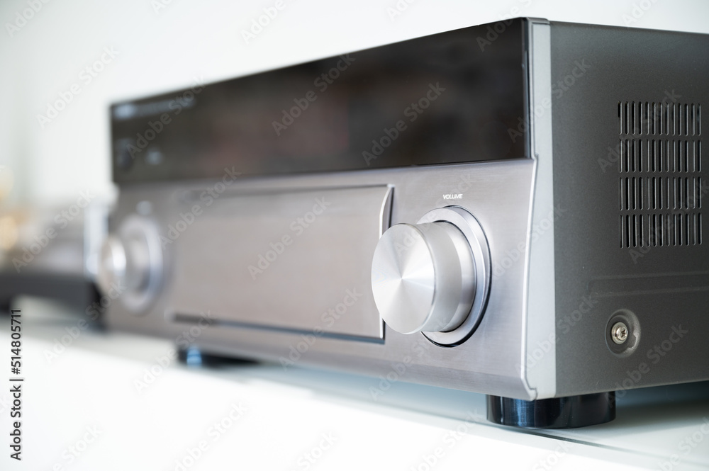 Fototapeta premium AV receiver with volume knob on a HiFi system
