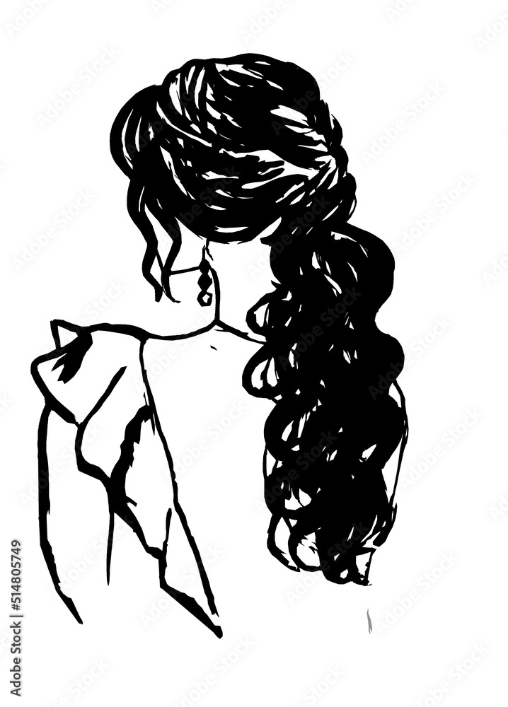 The head of a woman with a beautiful hairstyle The head of a woman with a beautiful hairstyle