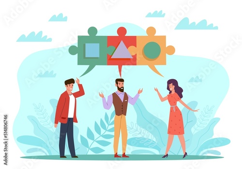 Understanding, explanation of information. Different types of training, adapted methodology, people various opinions, successful negotiations, discussion prosess vector isolated concept