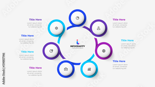 Vector infographic. Abstract cycle diagram divided into 7 parts. Business data visualization for presentation.