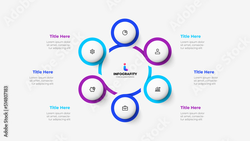 Vector infographic. Abstract cycle diagram divided into 6 parts. Business data visualization for presentation.