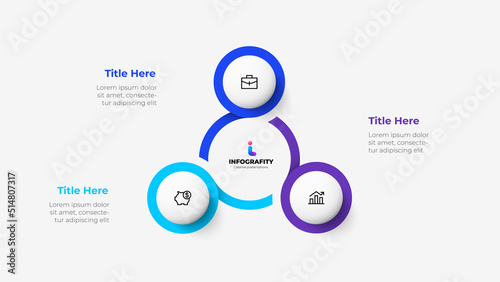 Vector infographic. Abstract cycle diagram divided into 3 parts. Business data visualization for presentation.