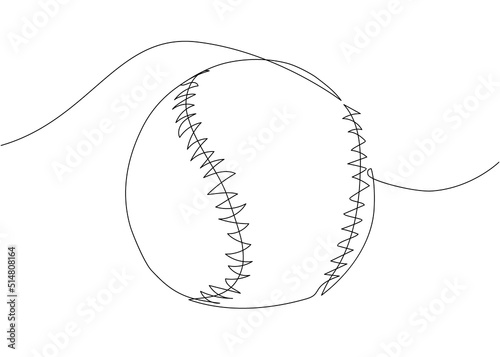 Baseball ball one line art. Continuous line drawing of ball, sport, hardball, softball, ball sports, activity, american, game, training, competitive, leisure, professional, play.