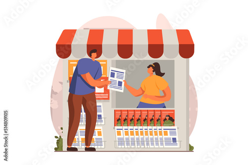 Fényképezés Street shops web concept in flat design