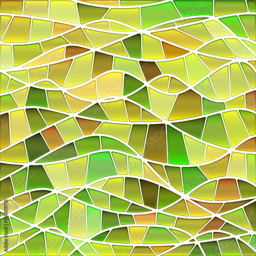 abstract vector stained-glass mosaic background - green and brown