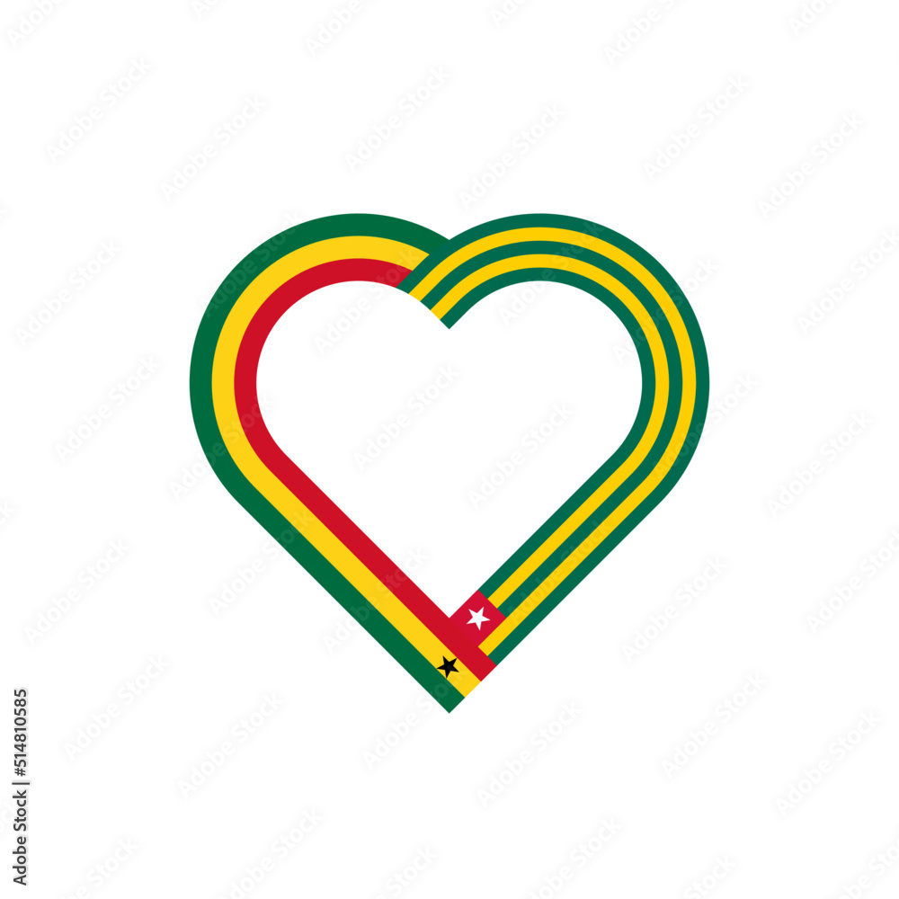 friendship concept. heart ribbon icon of ghana and togo flags. vector illustration isolated on white background