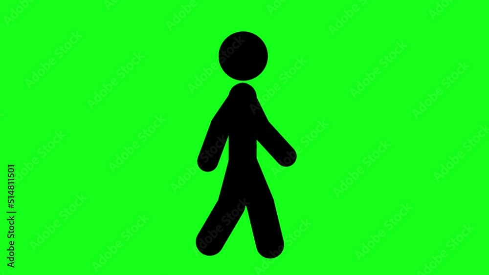 Businessman Walk Cycle  Character Cartoon Silhouette Animation 2D Isolated on Greenbox Background