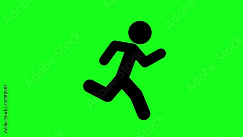 Run Cycle Businessman Character Cartoon Silhouette Animation 2D Isolated on Greenbox Background